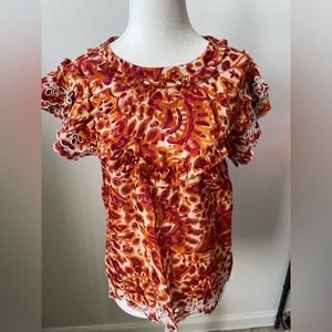 NWT House Of Harlow 1960 Orange Flowered Petal Blouse Size XS